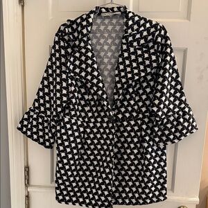 Retro Threads Black & White Patterned Blazer Jacket